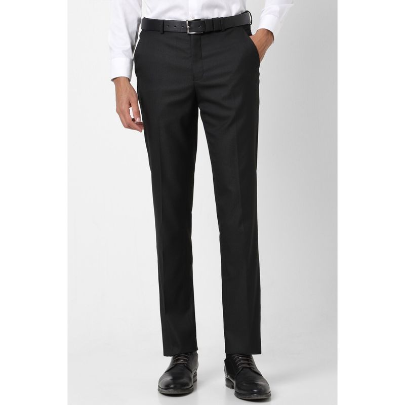 Van Heusen Men Black Textured Skinny Fit Trouser (36)