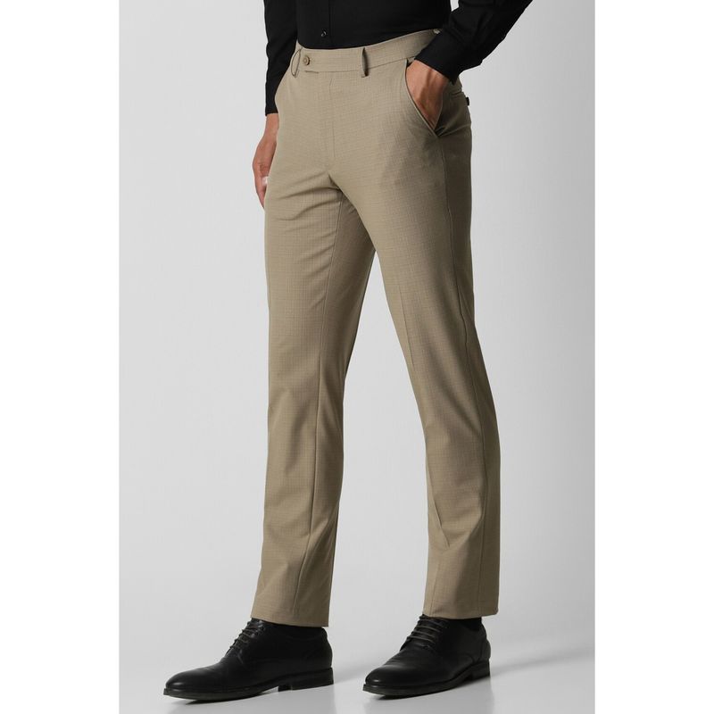 Van Heusen Men Beige Check Slim Fit Trouser (38)