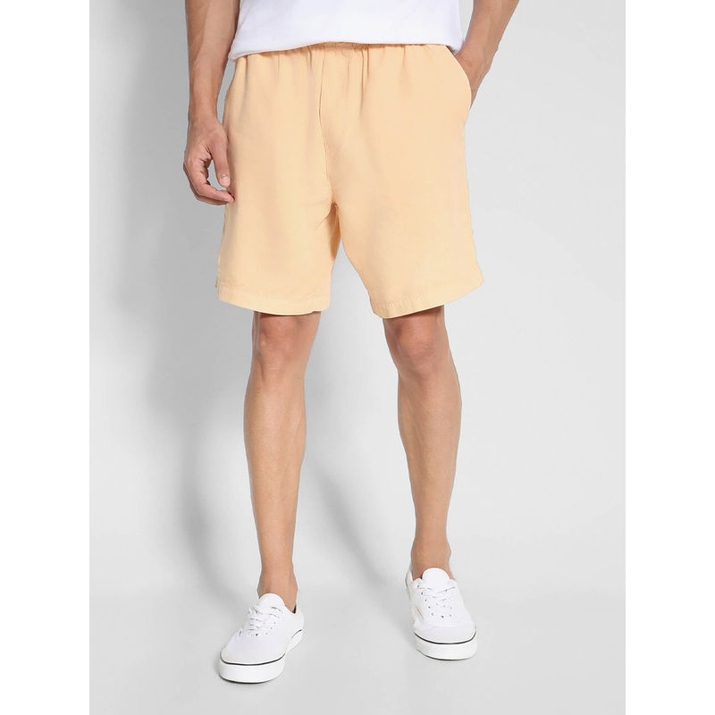 American Eagle Men Peach 7 Inches Linen-Blend Lived-In Trekker Short (28)