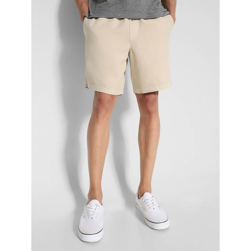 American Eagle Men Beige 7 Inches Linen-Blend Lived-In Trekker Short (32)