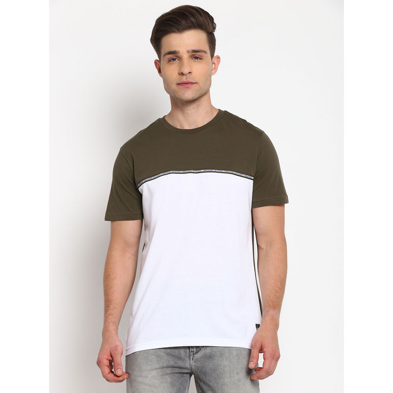 Lee White Colorblock Regular Fit Tshirt (M)