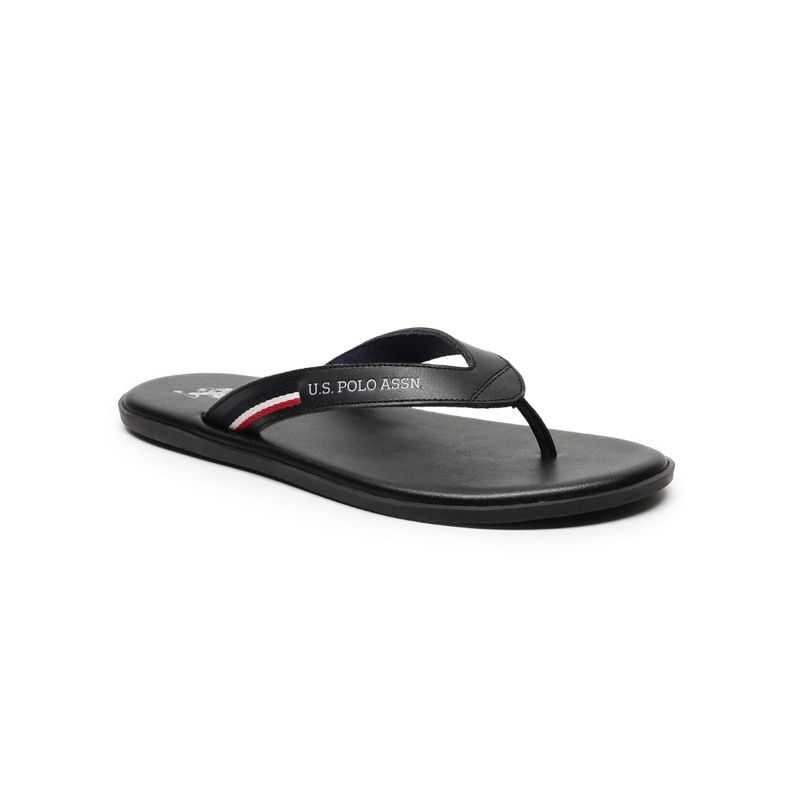 U.S. POLO ASSN. Wanor Men Casual Solid Black Flipflops (UK 8)