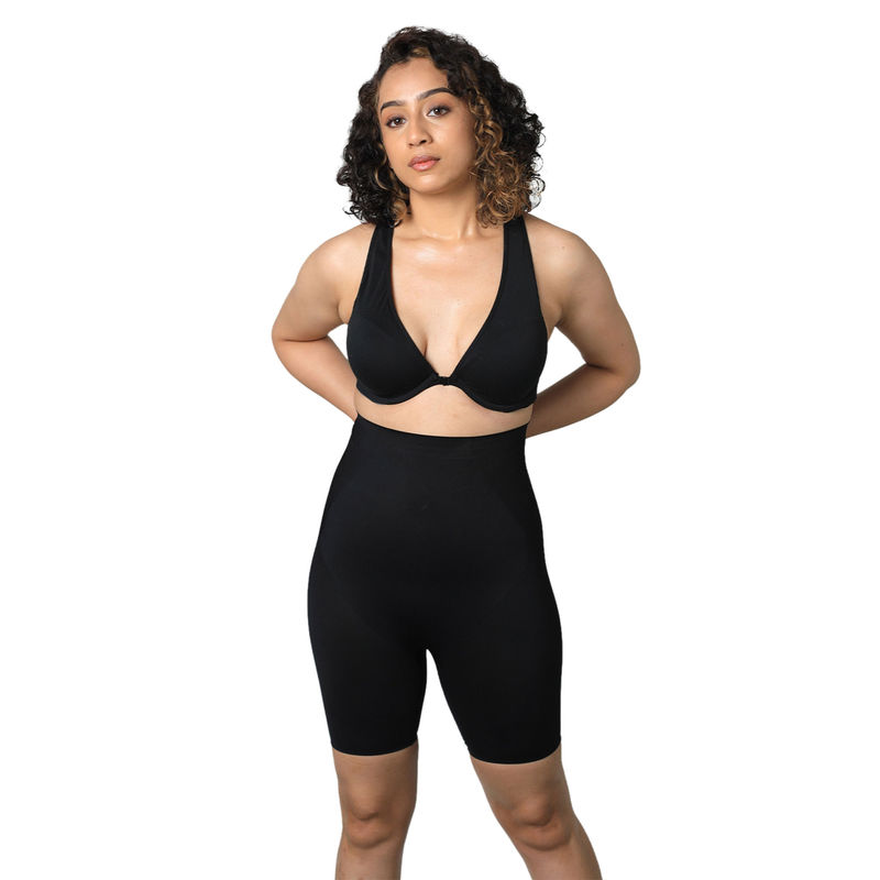 ButtChique Shorty Core Black Shapewear Thigh Sculpting, Butt-Lift & Back Support (M)