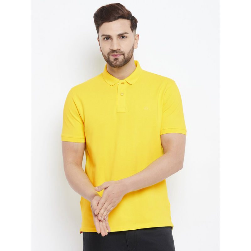 98 Degree North Men Solid Polo Collar Cotton Lycra T-Shirt Short Sleeves And Logo Embroidery (XL)