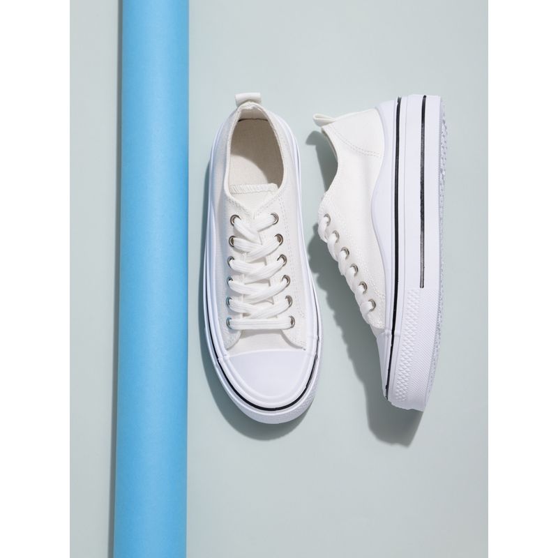Truffle Collection White Solid Sneakers (UK 4)