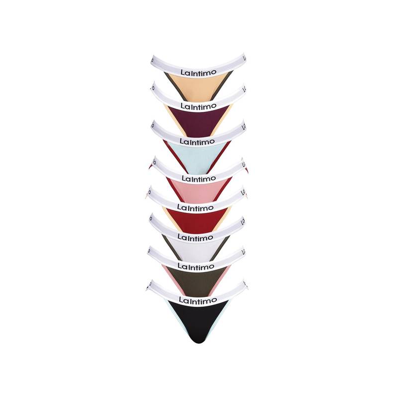 La Intimo Moda Fashionable Brief Panty - Multi-Color (Pack of 8) (S)