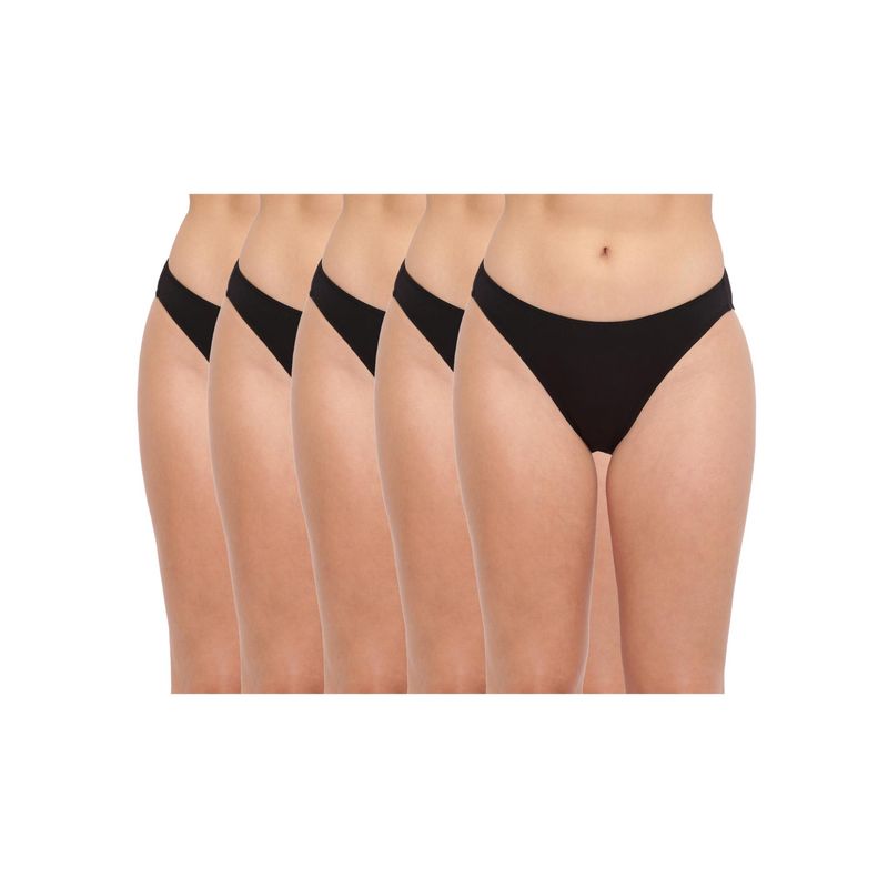 La Intimo Glamo Rise High Leg Brief - Black (Pack of 5) (S)