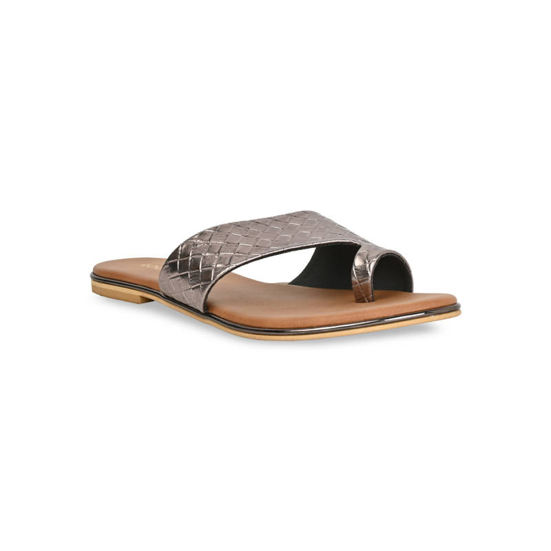 ROCIA By Regal Gun Metallic Women Casual Woven Flats (EURO 38)