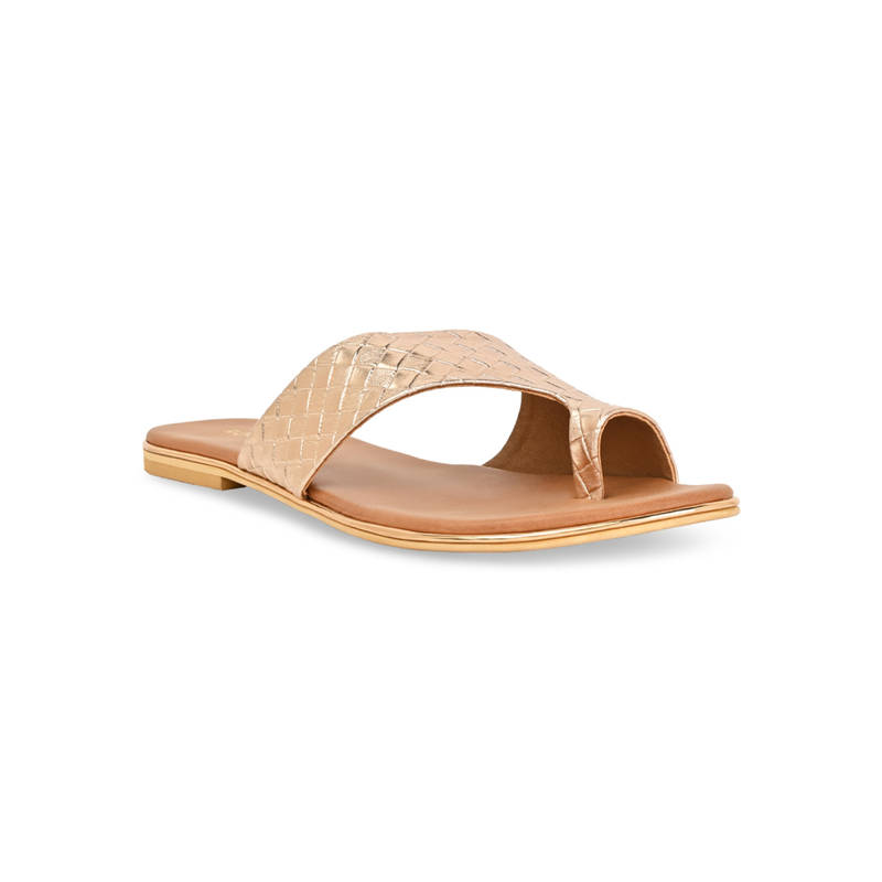 ROCIA By Regal Rose Gold Women Casual Woven Flats (EURO 36)