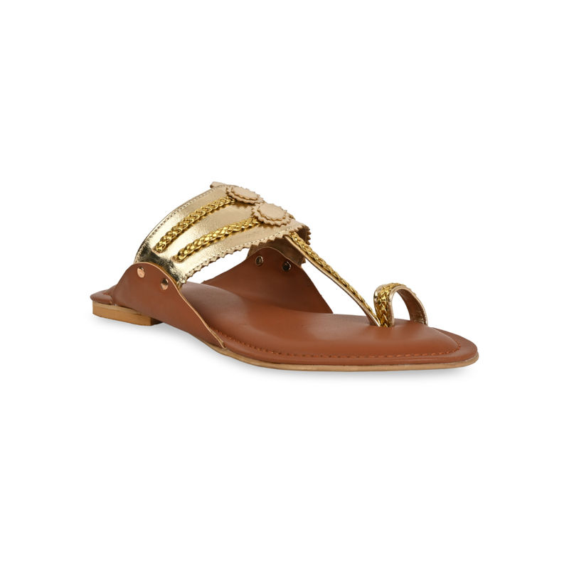 ROCIA By Regal Gold Women Funky Flat Kolhapuris (EURO 36)