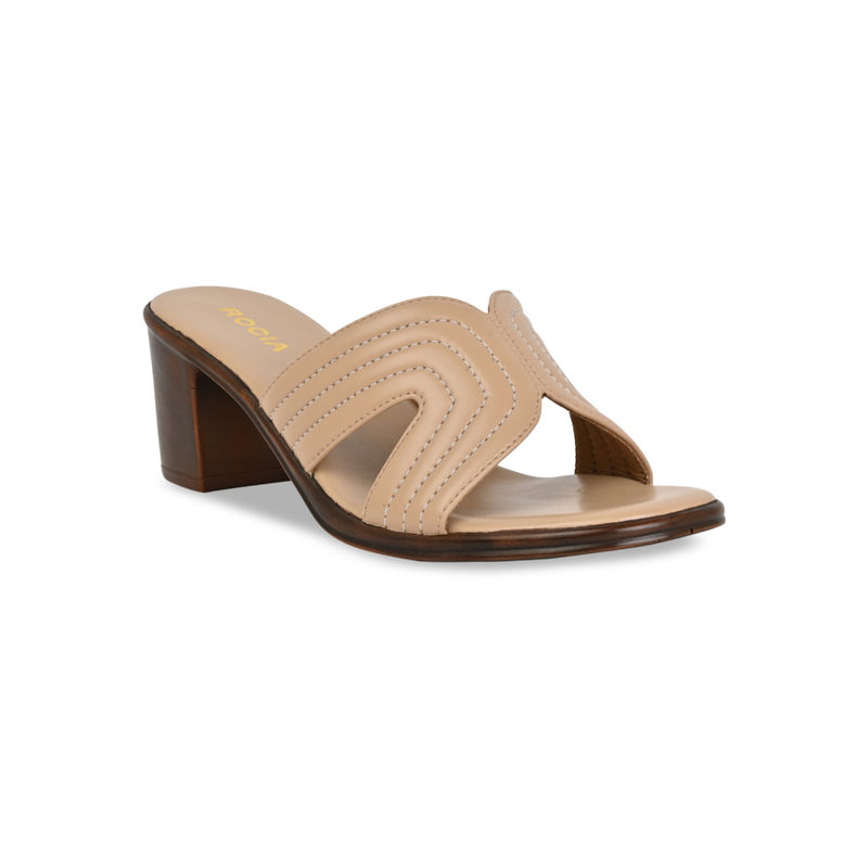 ROCIA By Regal Beige Women Block Sandal Heels (EURO 37)