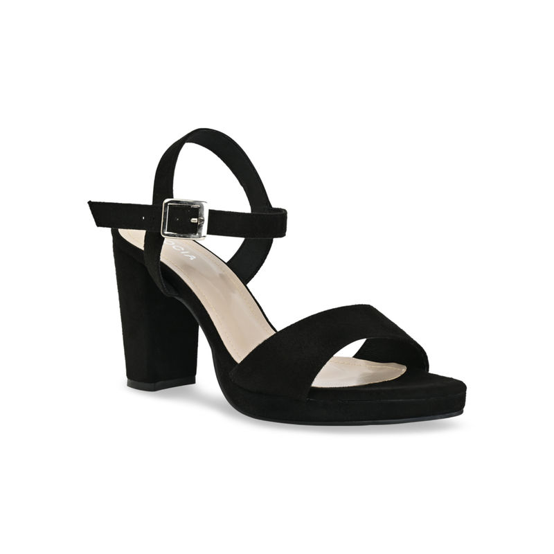 ROCIA By Regal Black Women Casual Sandal Heels (EURO 37)