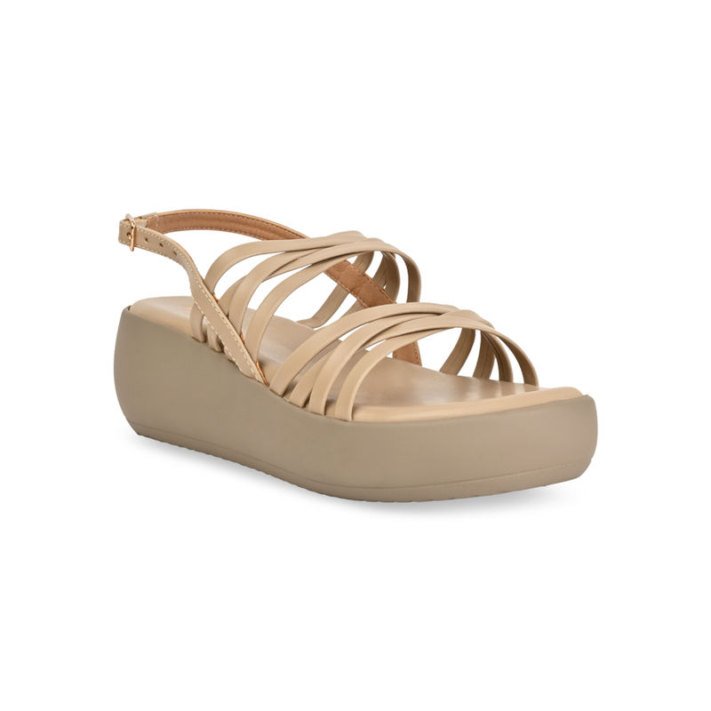 ROCIA By Regal Beige Women Strappy Wedges (EURO 39)