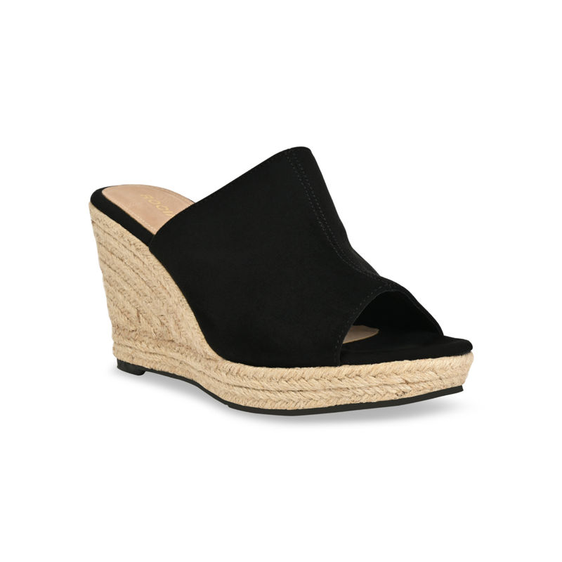 ROCIA By Regal Black Women High Heel Suede Wedges (EURO 36)