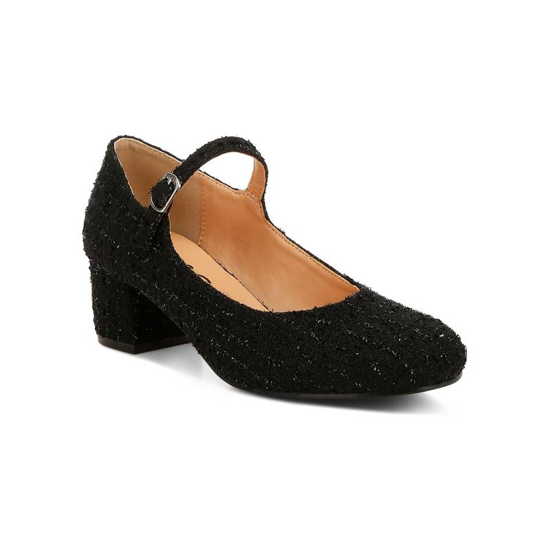 Rag & Co Women Black Tweed Pump Heels (EURO 36)