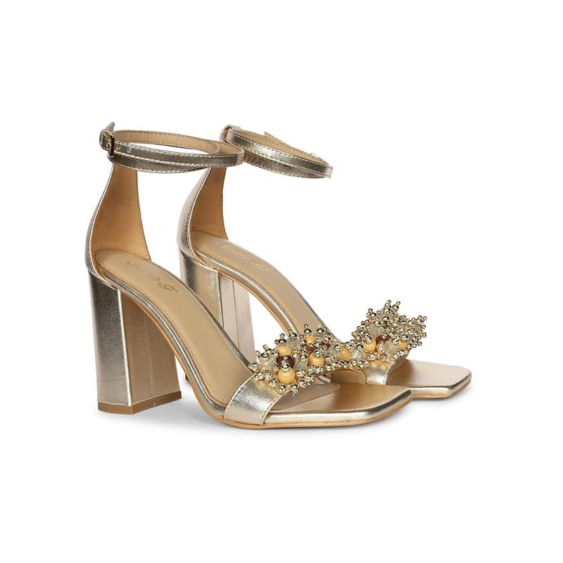 Saint G Women Gold Block Heels (UK 3)