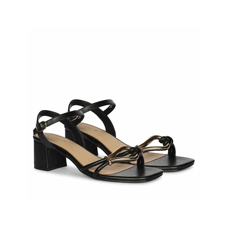 Saint G Women Black Leather Block Heels (UK 3)