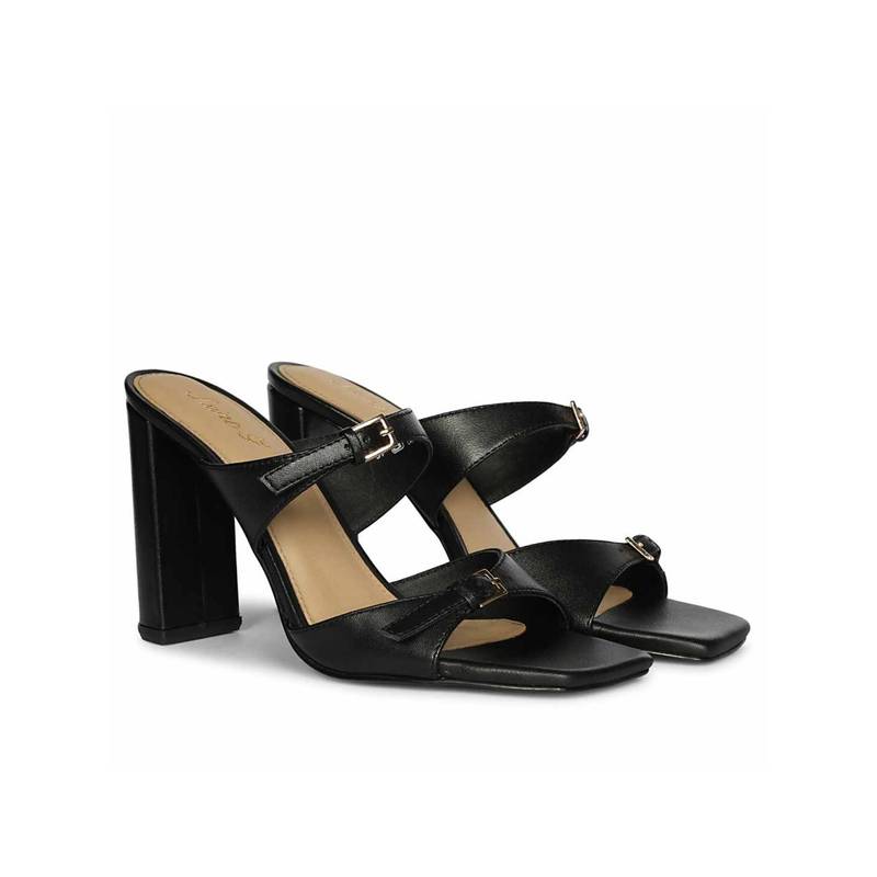 Saint G Women Black Leather Block Heels (UK 3)