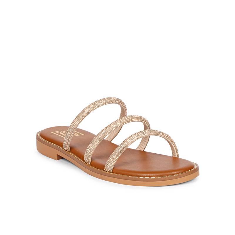 Saint G X Viviblu Gold Leather Flats for Women (UK 3)