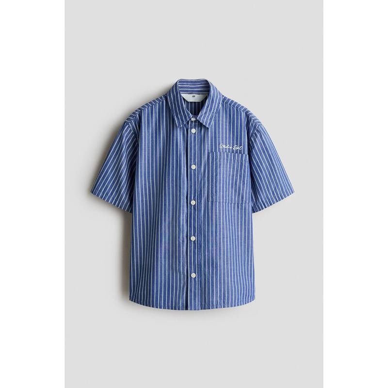 H&M Boys Blue Short-Sleeved Cotton Shirt (10-11 Years)