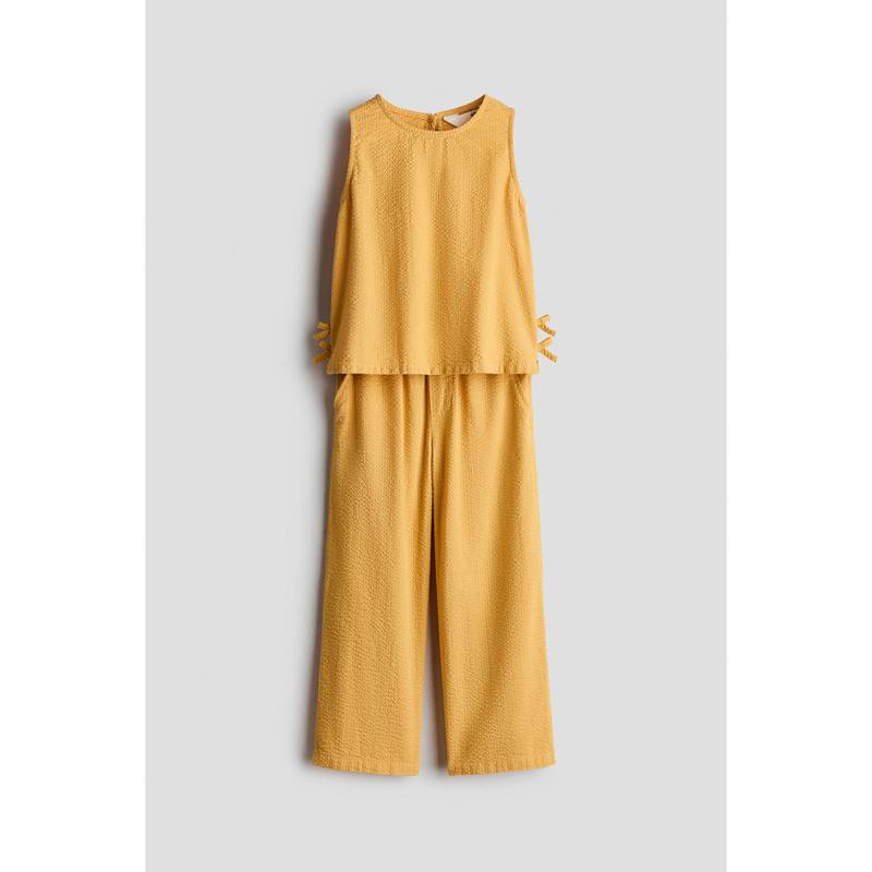 H&M Girls Yellow 2-Piece Cotton Seersucker Set (1.5-2 Years)