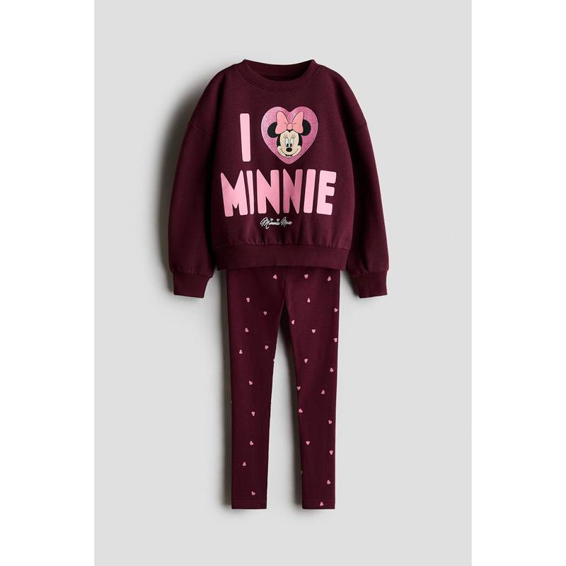 H&M Girls Maroon 2-Piece Sweatshirt And Leggings Set (1.5-2 Years)