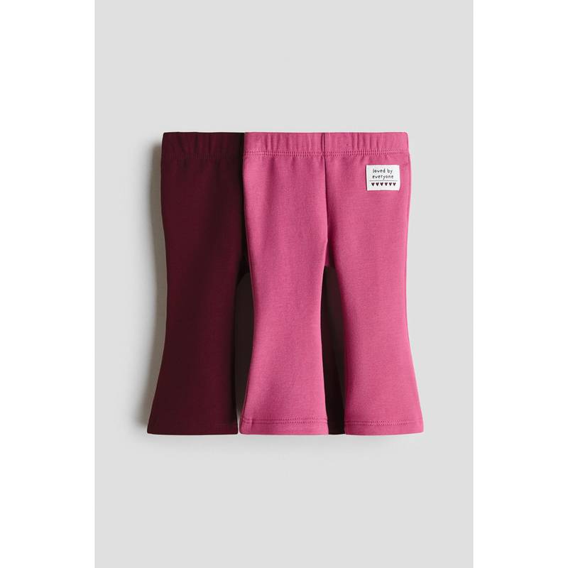 H&M Girls Pink 2-Pack Flared Sweatshirt Leggings (0-1 Months)