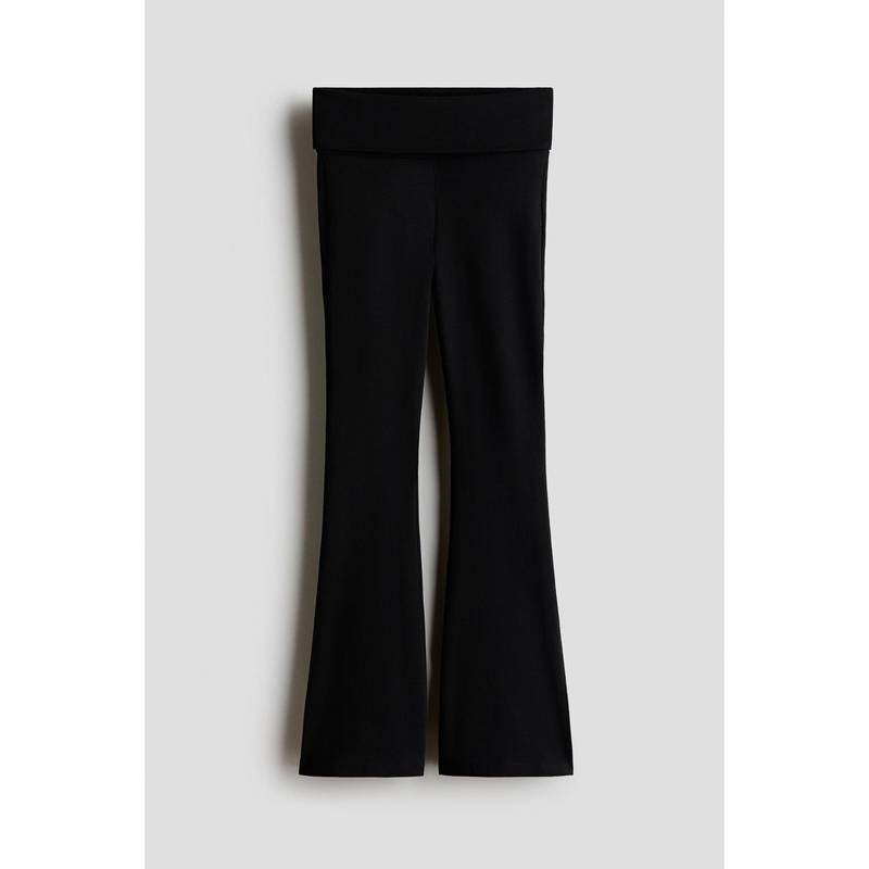 H&M Girls Black Flared Foldover-Waist Leggings (10-11 Years)