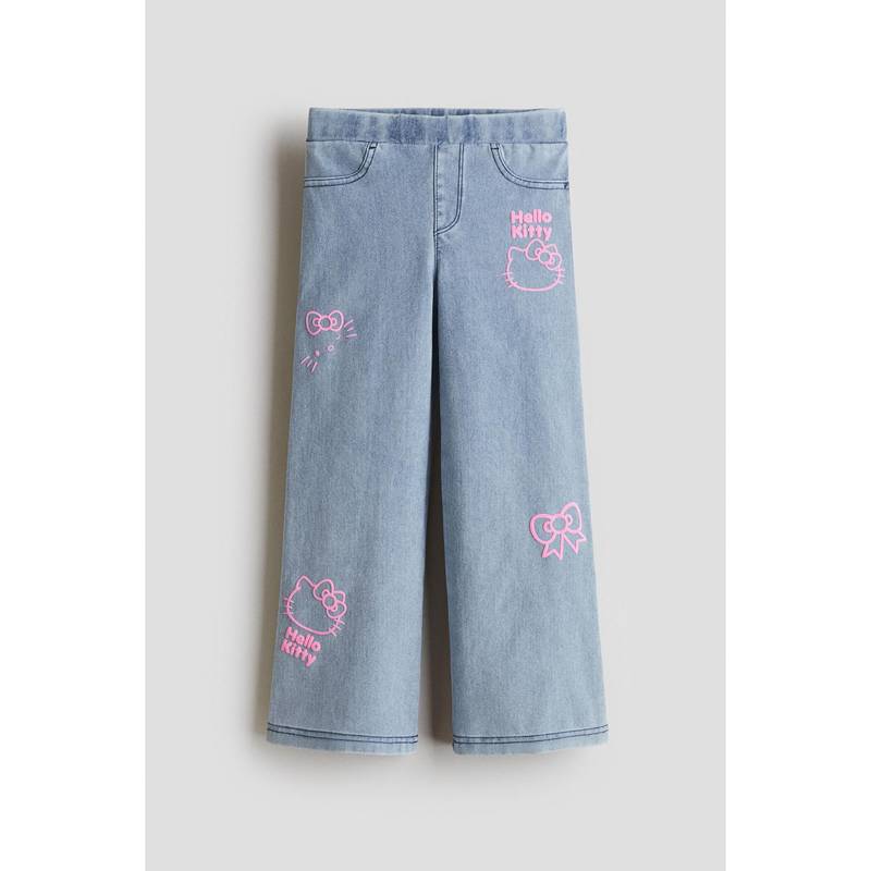 H&M Girls Blue Denim-Look Wide-Leg Jeggings (3-4 Years)