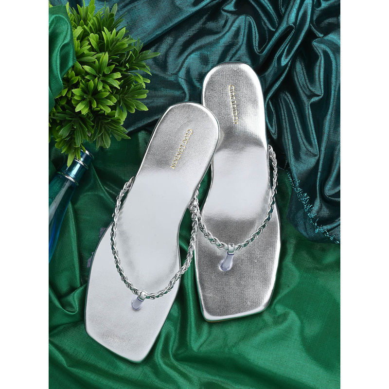 CLOG LONDON Women Silver Sandals (EURO 36)