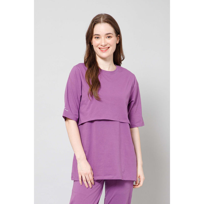 Zelena 247 Mom Purple Zipless Maternity Feeding Top (M)