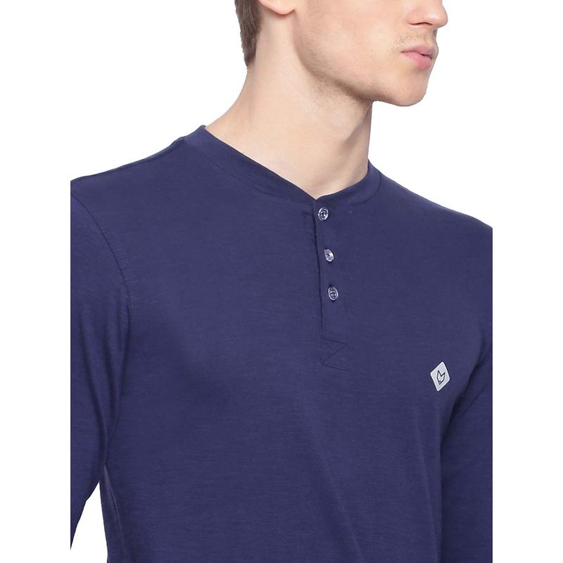 ALMO Fresco BCI Cotton Slub Henley T-Shirt - Navy Blue (L)