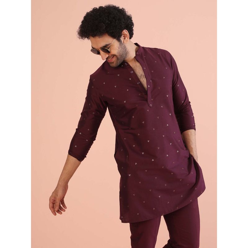 KISAH Men Wine Embellished Kurta (38)