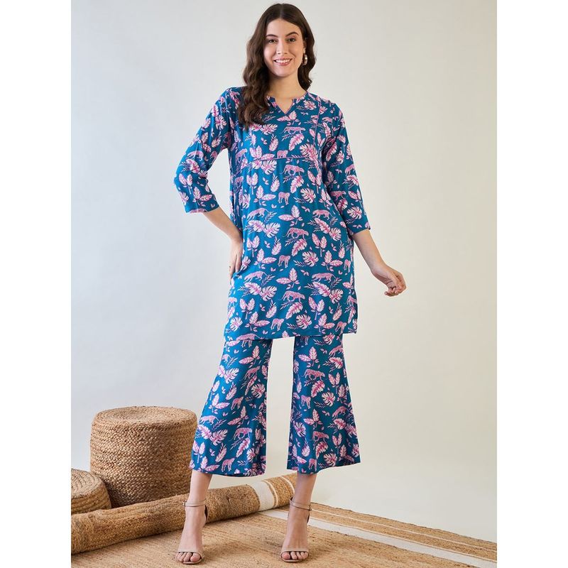 The Kaftan Company Chic Butterfly Print Modal Co-Ord (Set Of 2) (S)