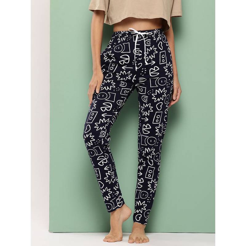 Leading Lady Women'S Printed Cotton Mid Rise Casual Pyjamas with Pocket & Inner Elastic Pant (S)