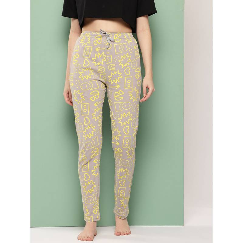 Leading Lady Women'S Printed Cotton Mid Rise Casual Pyjamas with Pocket & Inner Elastic Pant (M)