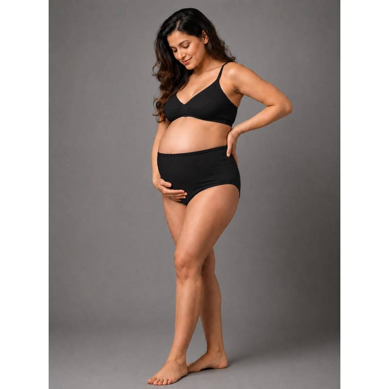 Mod & Shy Womens Solid Black Maternity Brief (M)
