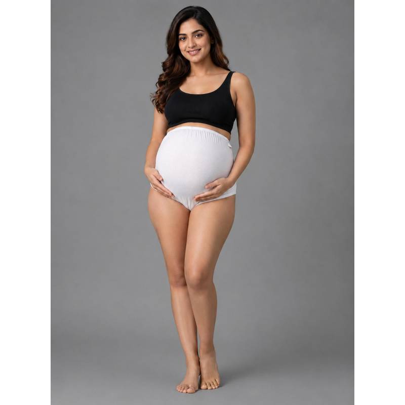 Mod & Shy Womens Solid White Maternity Brief (M)