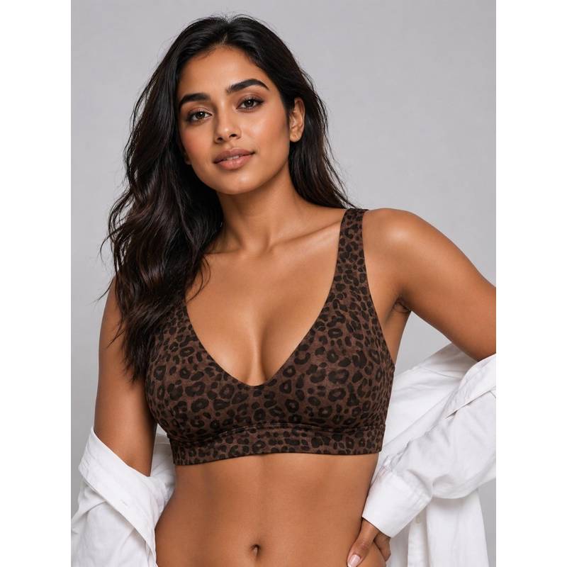 Shop The Edit Brown Seamless Wireless Push-Up Bra (L)