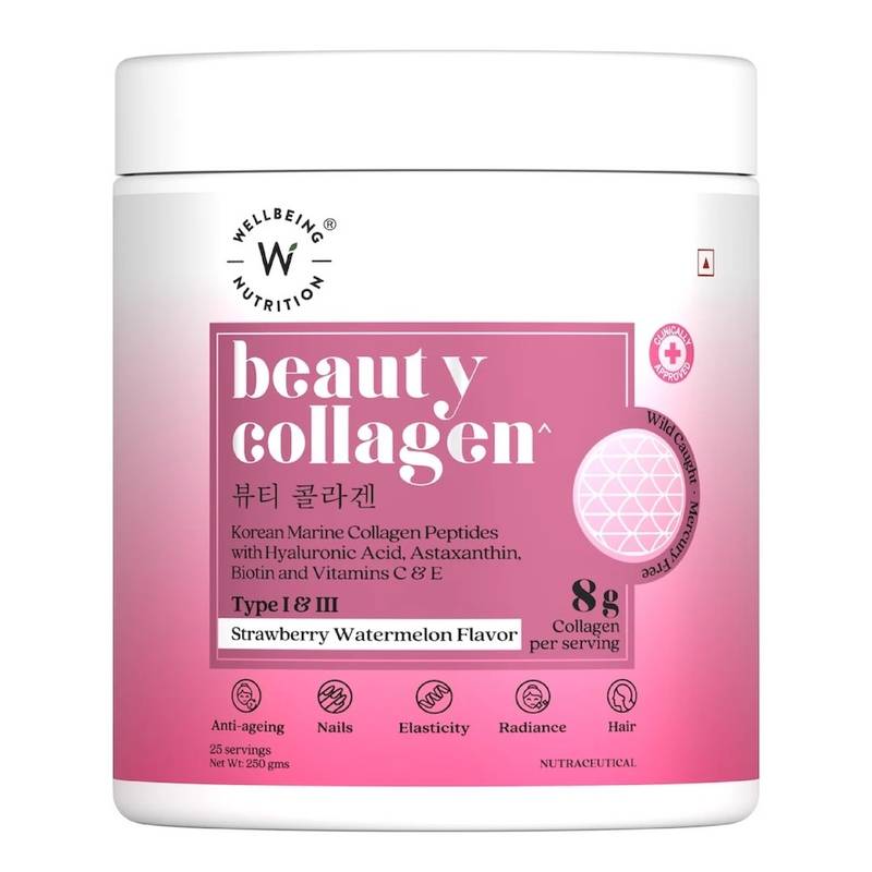 Wellbeing Nutrition Beauty Collagen, HLA & Biotin - Strawberry Watermelon