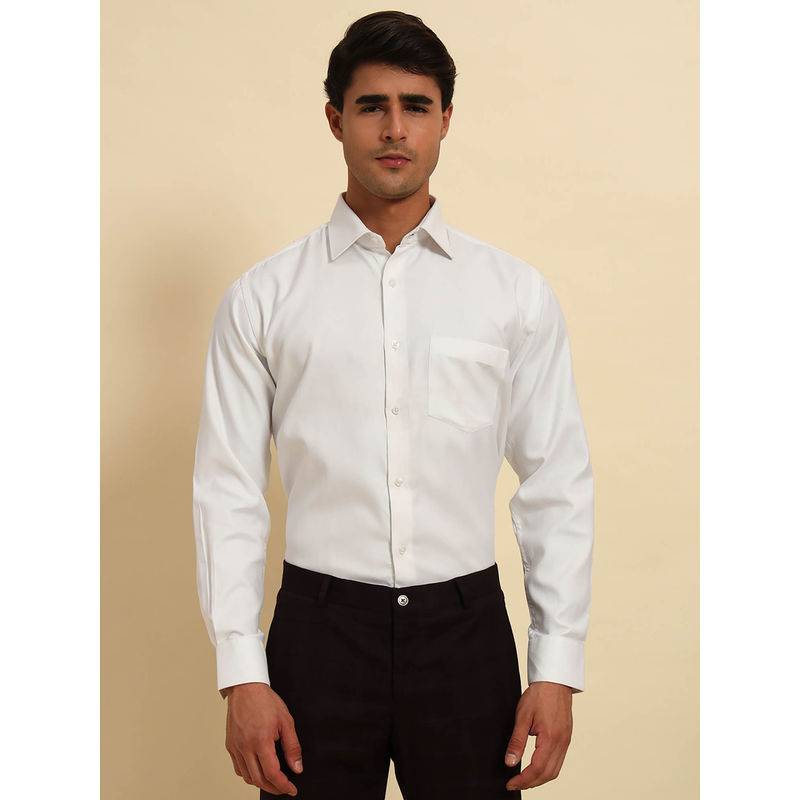 Cantabil White Breathable & Soft Regular Fit Shirt (42)