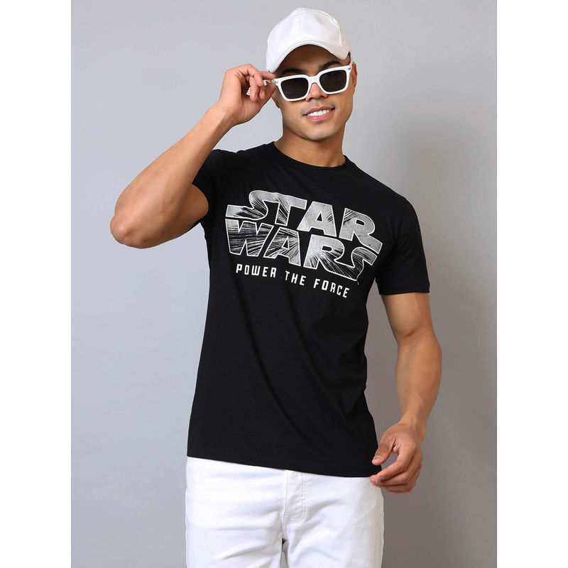Free Authority Black Star Wars Typography Regular Fit T-Shirt (S)