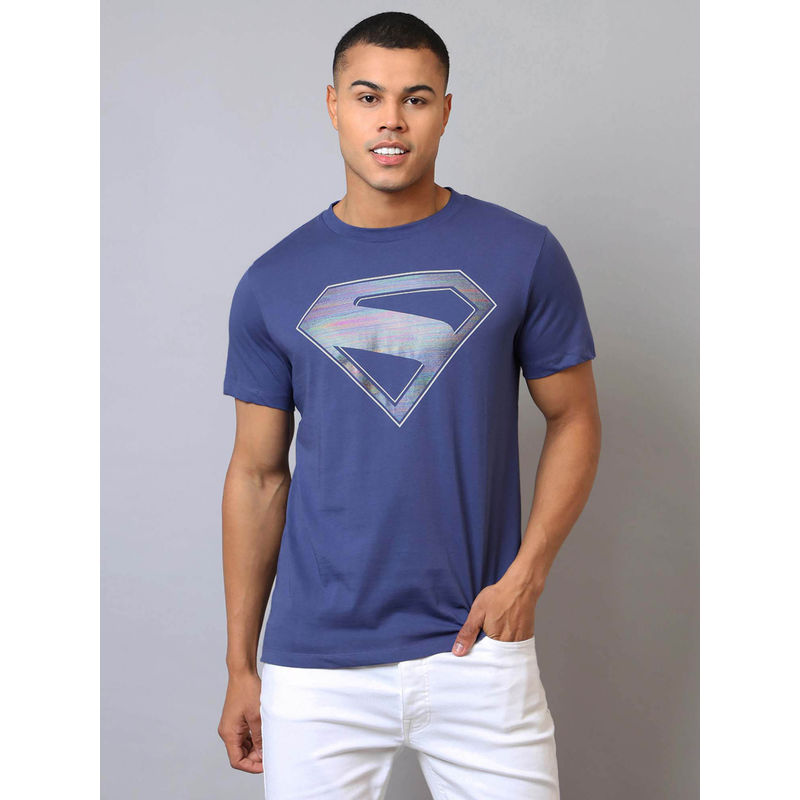 Free Authority Blue Superman Graphic Regular Fit T-Shirt (L)