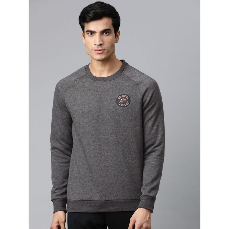 Alcis Men Charcoal Grey Solid Sweatshirt (XL)