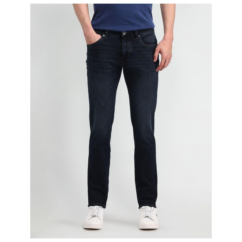 U.S. Polo Assn. Denim Co. Men Blue Cotton Solid Slim Fit Jeans (36)