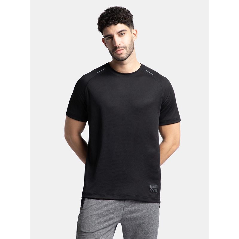 Jockey MV16 Men Lightweight Microfiber Solid Active Wear T-Shirt - Black (L)