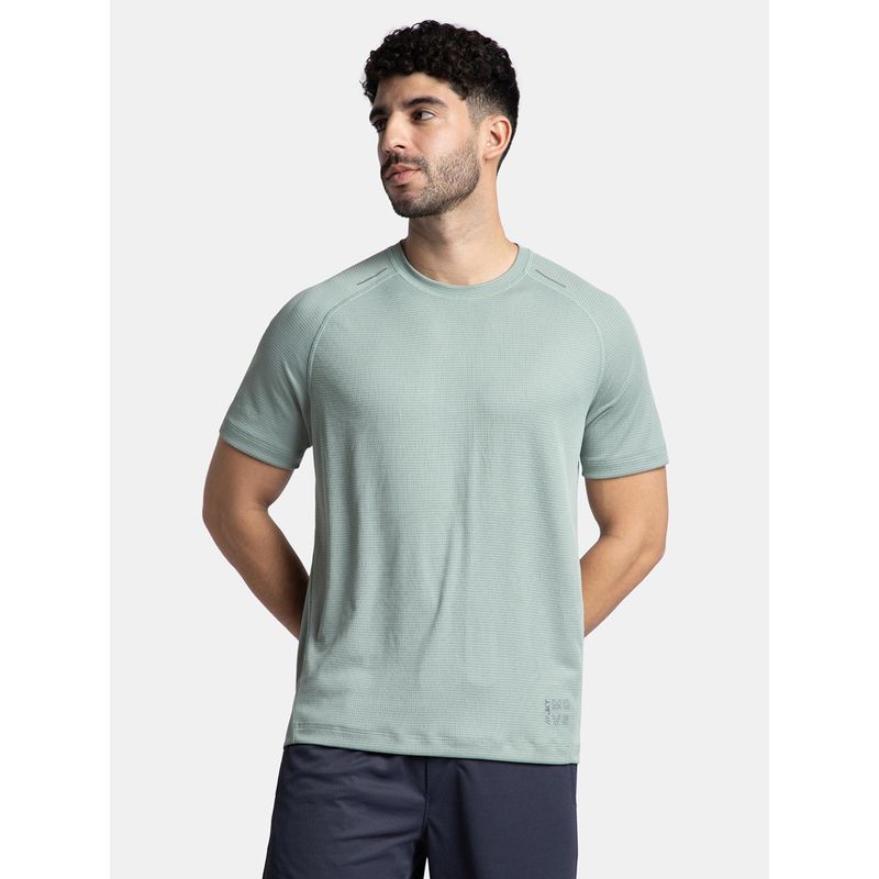 Jockey MV16 Men Lightweight Microfiber Solid Active Wear T-Shirt - Iceberg Green (L)