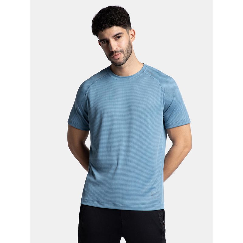 Jockey MV16 Men Lightweight Microfiber Solid Active Wear T-Shirt - Provincial Blue (L)