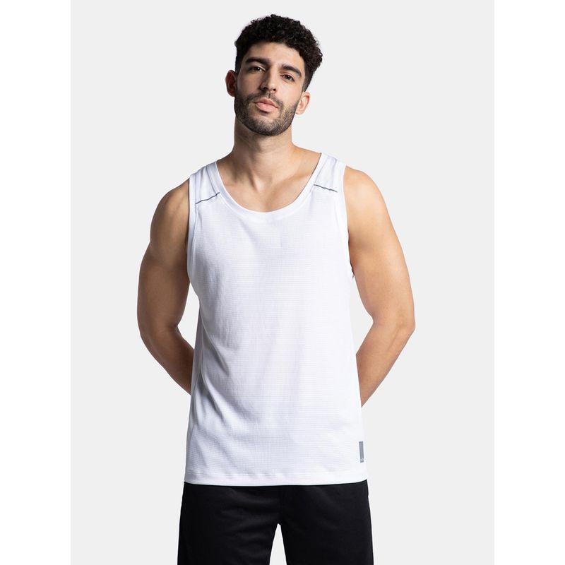 Jockey MV57 Men Lightweight Microfiber Solid Active Wear Tank Top - White (M)