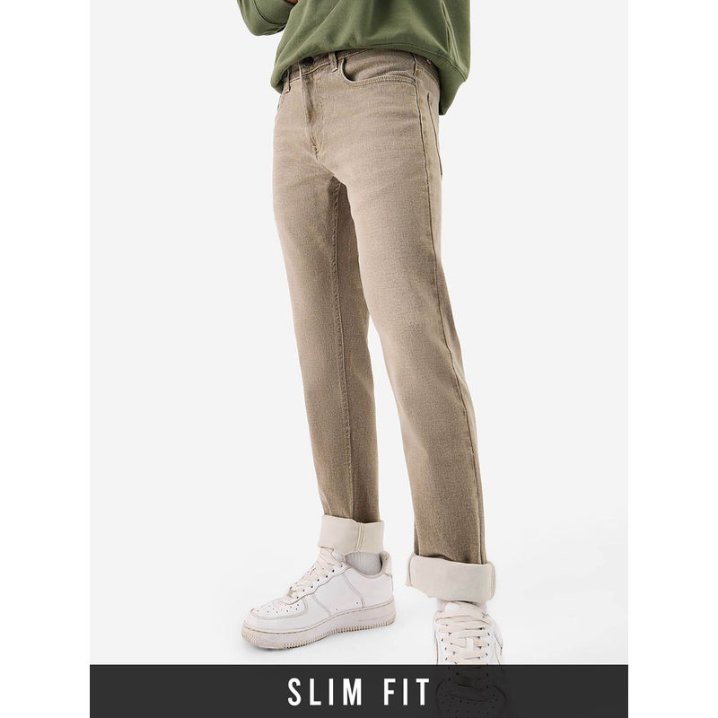 The Souled Store Mens Camel Brown Slim Fit Jeans (36)